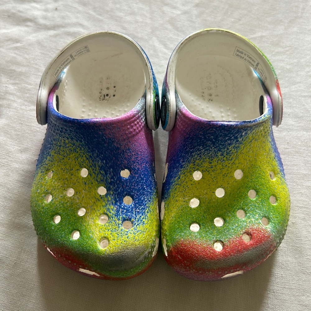 Toddler rainbow crocs